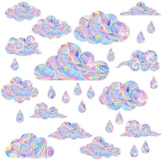 Linnukaitse aknakleebised, vikerkaar ja pilved (58tk)