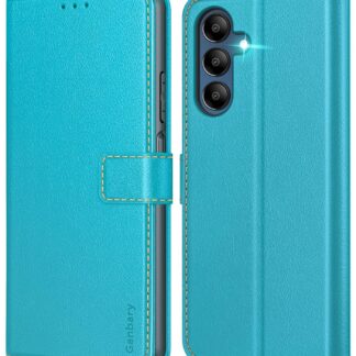 Samsung Galaxy A15 klappidega nahast telefonikaaned, helesinine