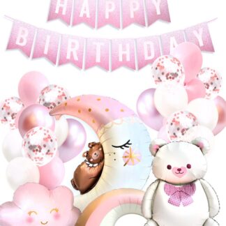 Õhupalligirland karuga, roosa