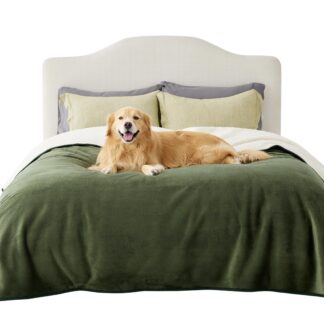 Veekindel fliistekk voodikatteks või diivanikatteks või magamiseks, oliiviroheline (230x220cm)