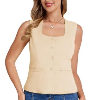 Kandilise kaelusega varrukateta vest, aprikoos (s. XL)