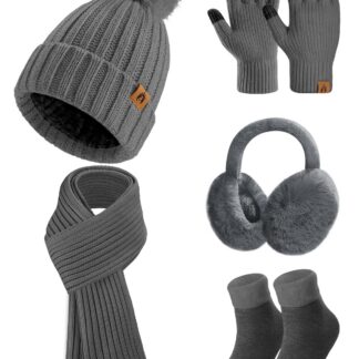 Talvine mütsi, salli, kõrvaklappide, sokkide ja kinnaste komplekt