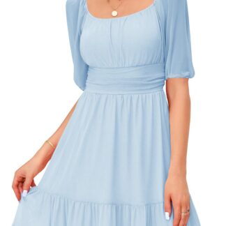 Kandilise kaelusega minikleit, helesinine (M)