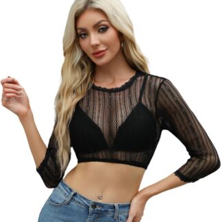 Mustast pitsist pluus naistele (M)