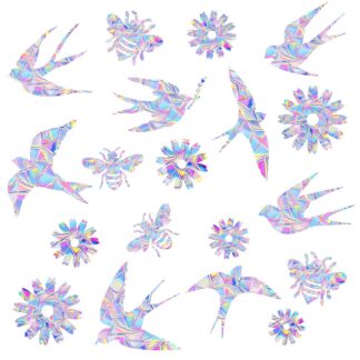 Linnukaitse aknakleebised, linnud ja lilled (38tk)