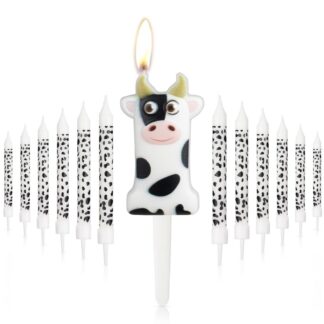 Sünnipäevaküünal "6", lehmamustriga