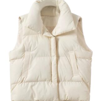 Naiste varrukateta püstkaelusega vest, valge (L)