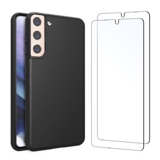 Silikoonist telefonikaaned Samsung Galaxy S21 5G, ekraanikaitsega, must (2tk)