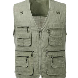 Meeste paljude taskutega kalastus- ja jahivest, roheline (5XL)