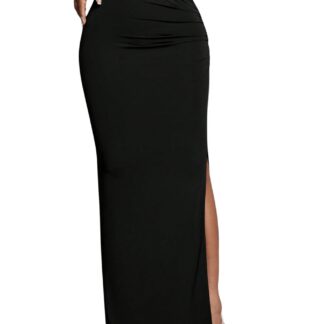 Satsidega maksiseelik lõhikuga, must (s. M)