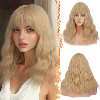 Laineline tuka ja lokkidega parukas, maasikablond (46cm)