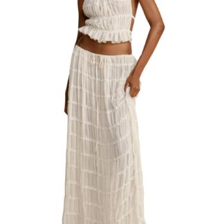 Naiste seeliku ja maika komplekt, valge (XL)