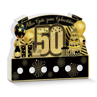 Sünnipäeva lauakaunistus rahataskuga, must ja kuldne