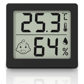 Suure ekraaniga digitaalne sise-termomeeter ja hügromeeter, must