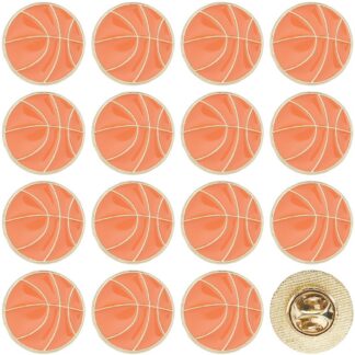 Oranžid emailitud korvpalli rinnamärgid (20tk)