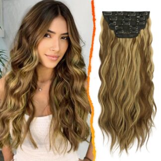 Lainelised klambriga juuksepikendused, blond (5tk, 45cm)