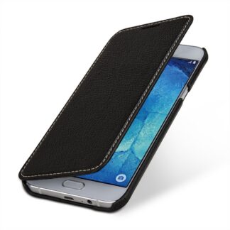 Samsung Galaxy A8 (2015) telefonikaaned, must, nahast, raamatustiilis