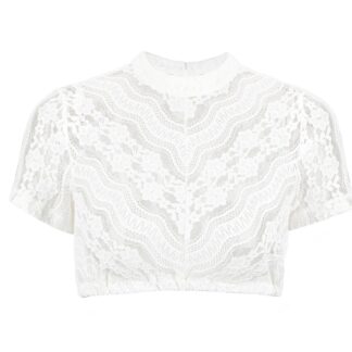 Püstkraega pitsiline dirndl-pluus naistele, valge (s. 34)