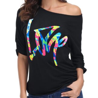 Naiste T-särk huultega, must (XXL)