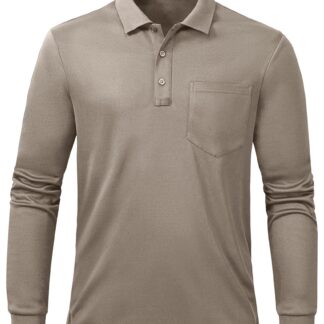 Meeste pikkade varrukatega polosärk, khaki (M)