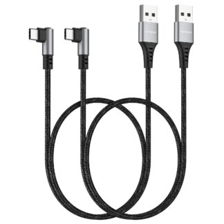 Punutud USB-A ja USB-C kaabel, nurgaga (2tk, 50cm)
