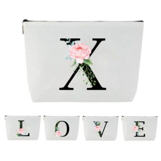 Lillemotiiviga kosmeetikakott, valge