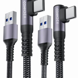 USB-A ja USB-C kaabel, nurgaga (20cm)