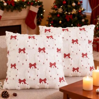 Sametist padjapüürid, jõuludisainiga, punane (2tk, 45x45cm)