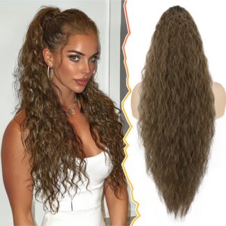 Lokkis hobusesaba-juuksepikendus, pruun (76cm)