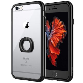 iPhone 6s Plus / 6 Plus telefonikaaned, läbipaistev, musta sõrmusehoidjaga