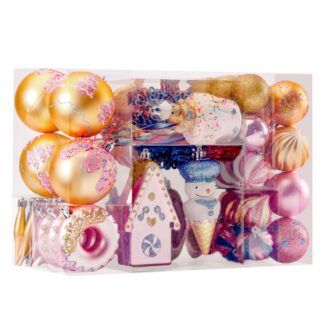 Purunematud jõulukuulid, macaron-toonid (86tk)