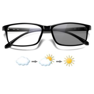 Sinise valguse filtriga fotokroomsed prillid, must raam