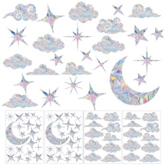 Linnukaitse aknakleebised, kuu ja pilved (4 lehte)