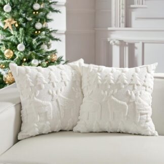 Sametist jõuluteemalised padjakatted, punane (4tk, 50x50cm)