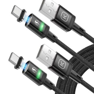 Magnetiline USB-C laadimiskaabel, must (2tk, 1m)