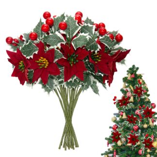 Kunstlik jõulutähe kimp (12tk, 30cm)