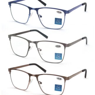 Sinise valguse filtriga lugemisprillid (3 paari) tugevusega +0.75