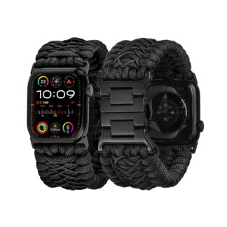 Apple Watch paracord-kellarihm, must (XL, 42-49mm)