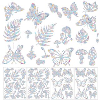 Linnukaitse akna kleebised, lehed ja seened (4 lehte)