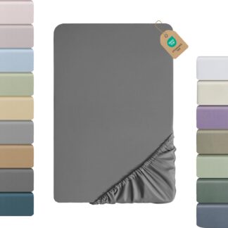 Kummiga voodilina, satiin, tumehall, allergiavastane (140x200cm)