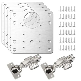 Köögikapi uksehinge parandusplaat, hõbedane (4tk, 9x9cm)