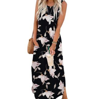 Naiste suvine maksikleit, varrukateta (S)