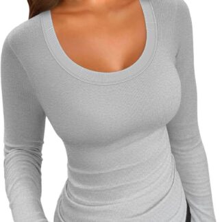 Ribiline pikkade varrukatega särk naistele, veniv, hall (M)