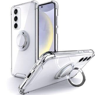 Telefonikaaned Samsung Galaxy S24, sõrmusehoidjaga, läbipaistev