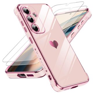 Samsung Galaxy S25 telefonikaaned, südamega, roosa