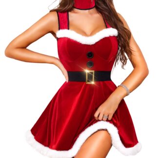 Jõuluteemaline babydoll naistele, punane (M)