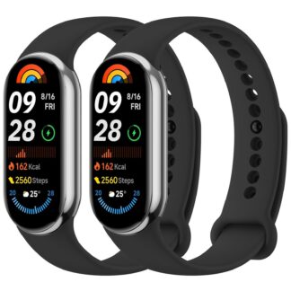 Silikoonist asendusrihm Xiaomi Mi Band 9/8 kellale, must (2tk)