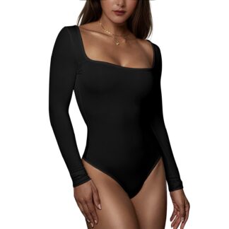 Pikkade varrukatega naiste bodi, must (XS)