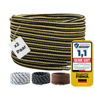 Ümarad kingapaelad, kollane/must (2tk, 140cm, 4.5mm)