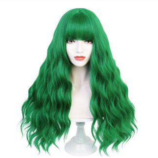 Pikk laineline parukas tukaosaga, roheline